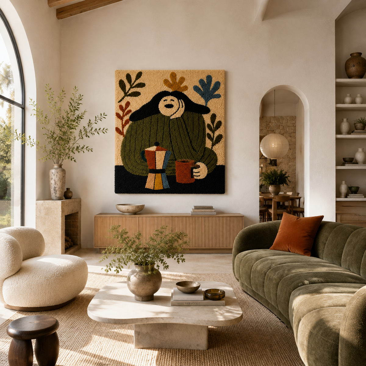 Hewn Earth Forest Mug Keeper wall art featuring woodland scene with trees and nature-inspired design