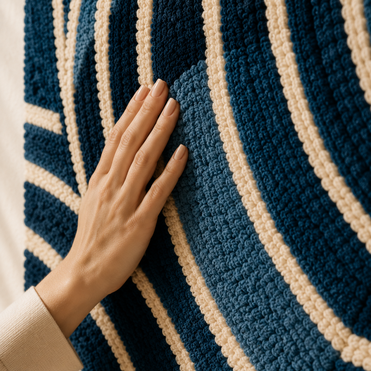 Indigo Contour Maze wall art by Hewn Earth featuring intricate maze-like patterns on a vertical canvas with bold indigo hues.