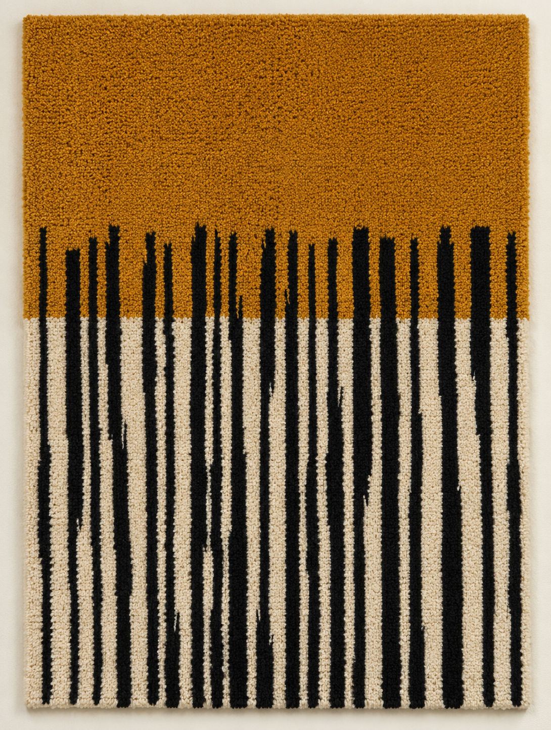 Ochre Rain Lines wall art by Hewn Earth featuring abstract ochre-colored lines on a neutral background.