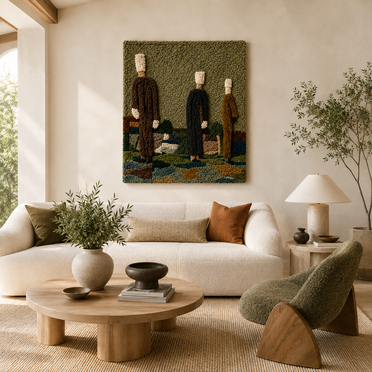 Hewn Earth Quiet Gathering wall art featuring a serene, abstract natural landscape in earthy tones, ideal for wall decor.