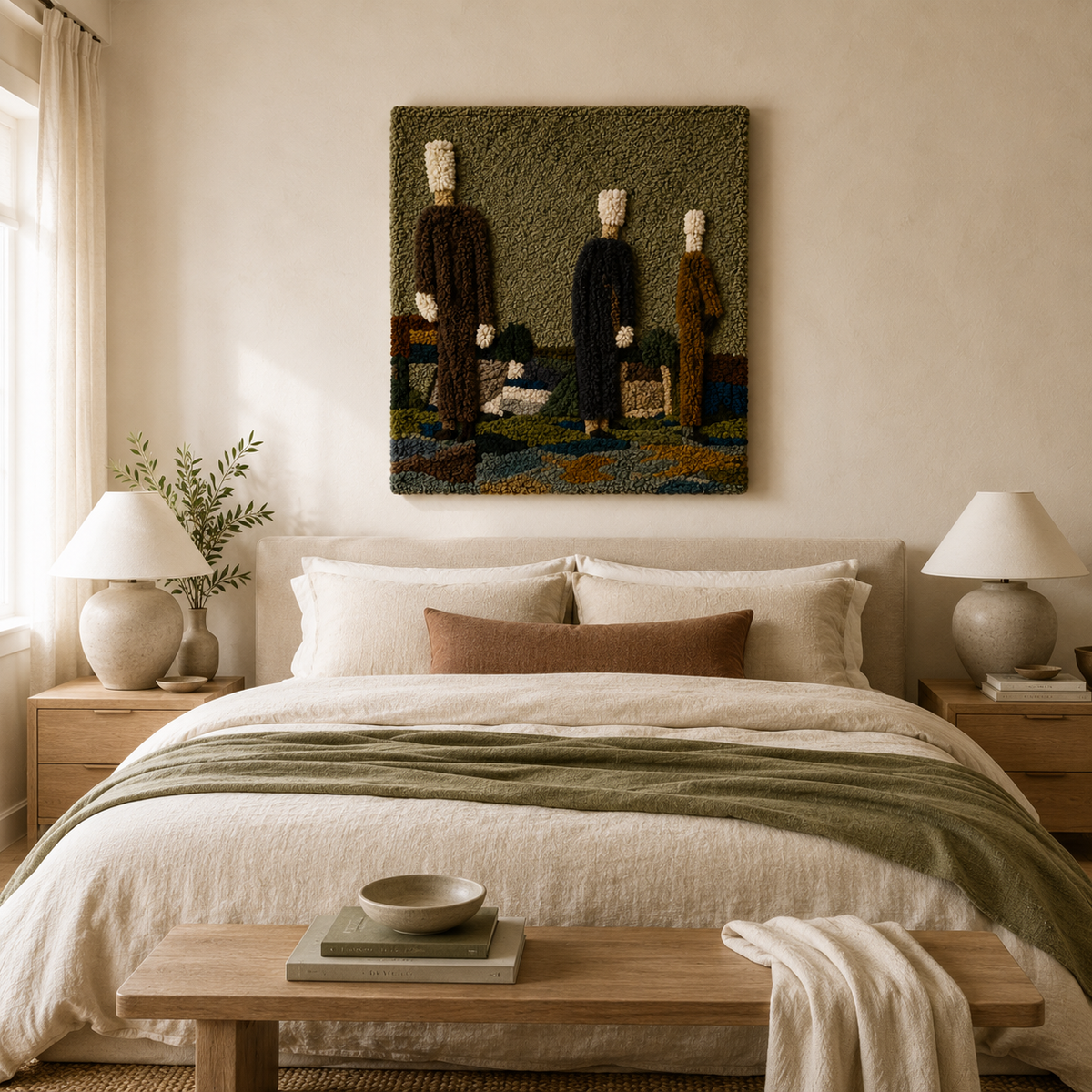 Hewn Earth Quiet Gathering wall art featuring a serene natural scene with soft colors and calming ambiance.