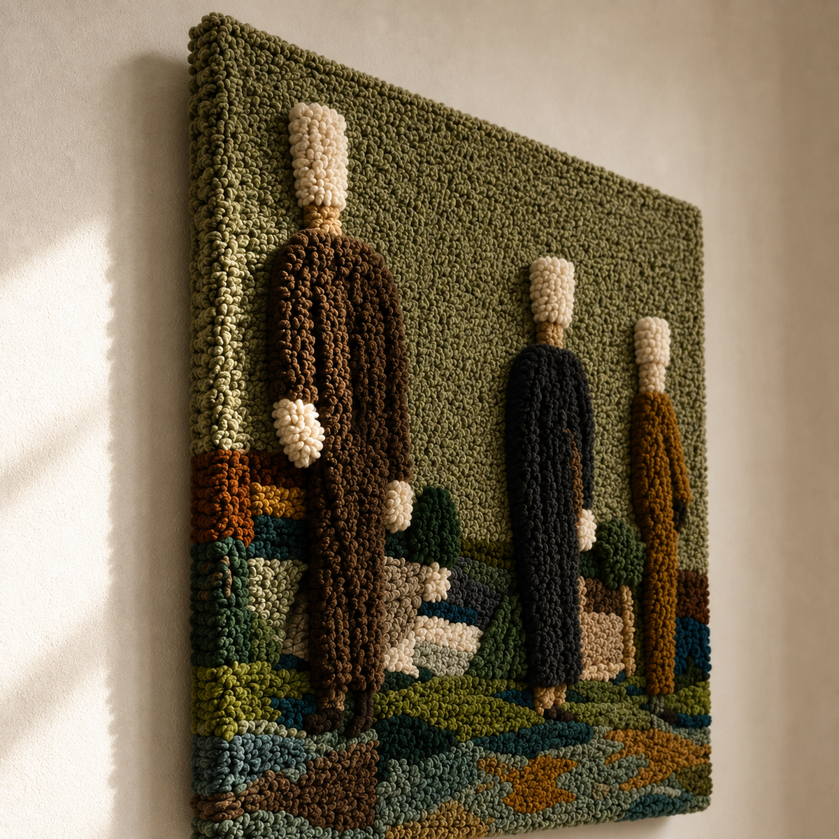 Hewn Earth Quiet Gathering wall art featuring a serene, nature-inspired design in soft earthy tones.