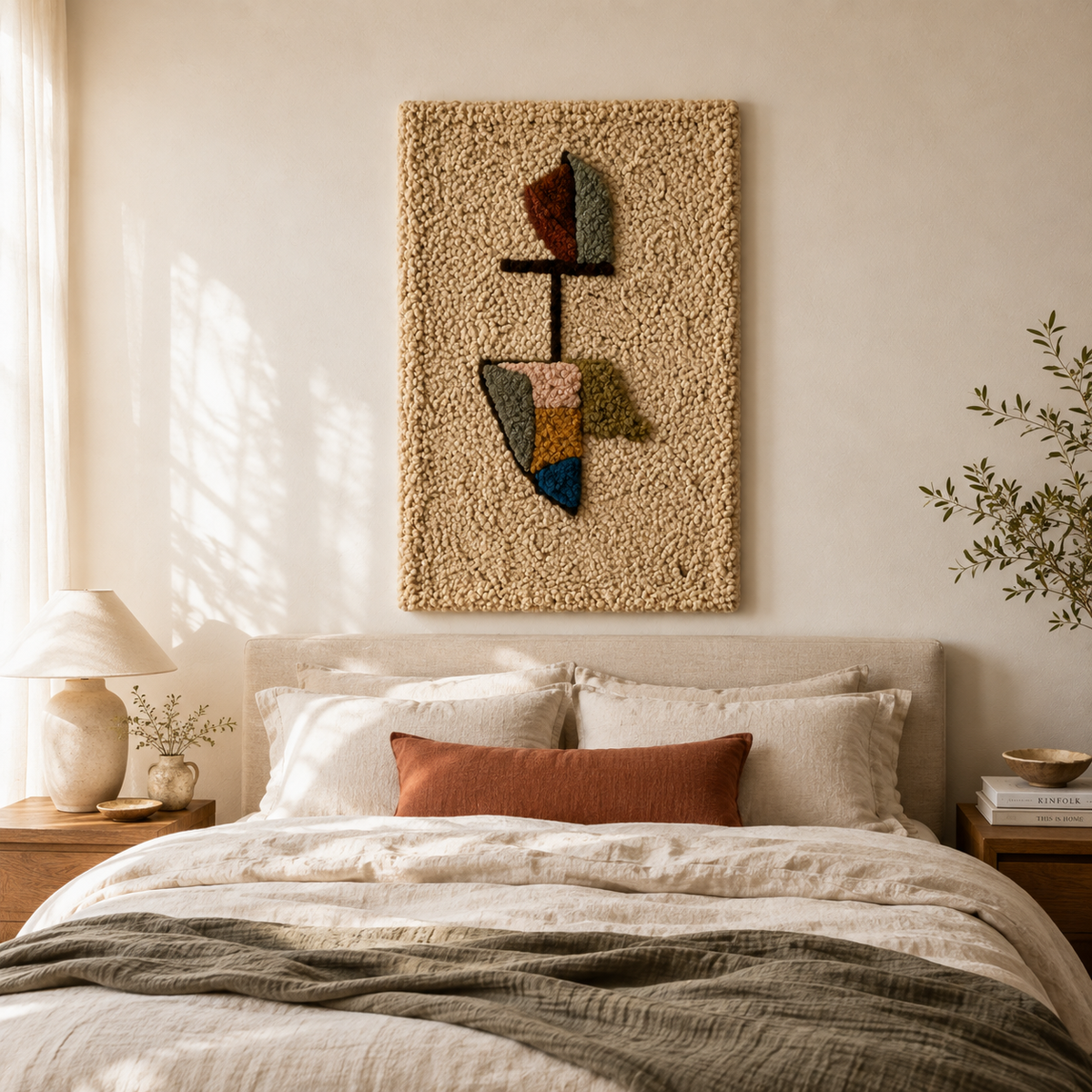 Hewn Earth Balanced Totem wall art featuring a symmetrical wooden sculpture with natural wood textures and earthy tones.