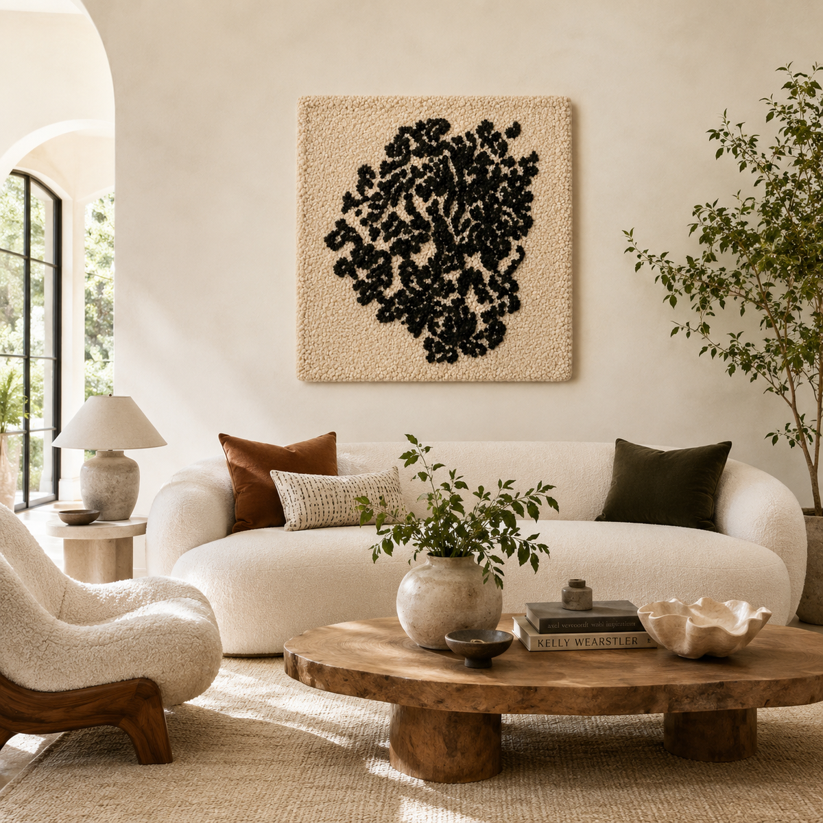 Hewn Earth Ink Bloom wall art featuring vibrant ink-inspired floral design displayed on a room wall.