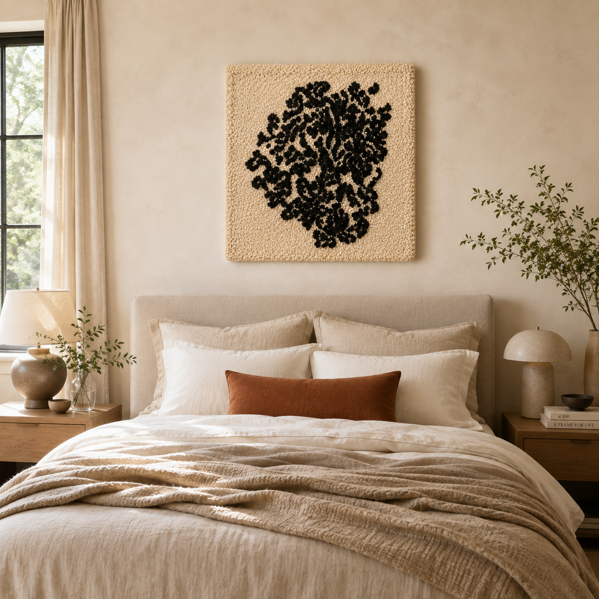 Hewn Earth Ink Bloom wall art featuring vibrant ink-inspired floral design on a textured background.