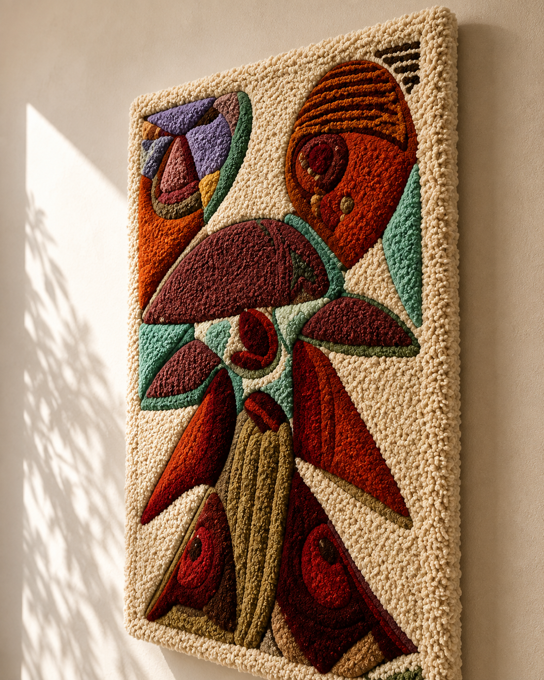 Hewn Earth Ember Botanica wall art featuring vibrant botanical illustrations on a textured background.