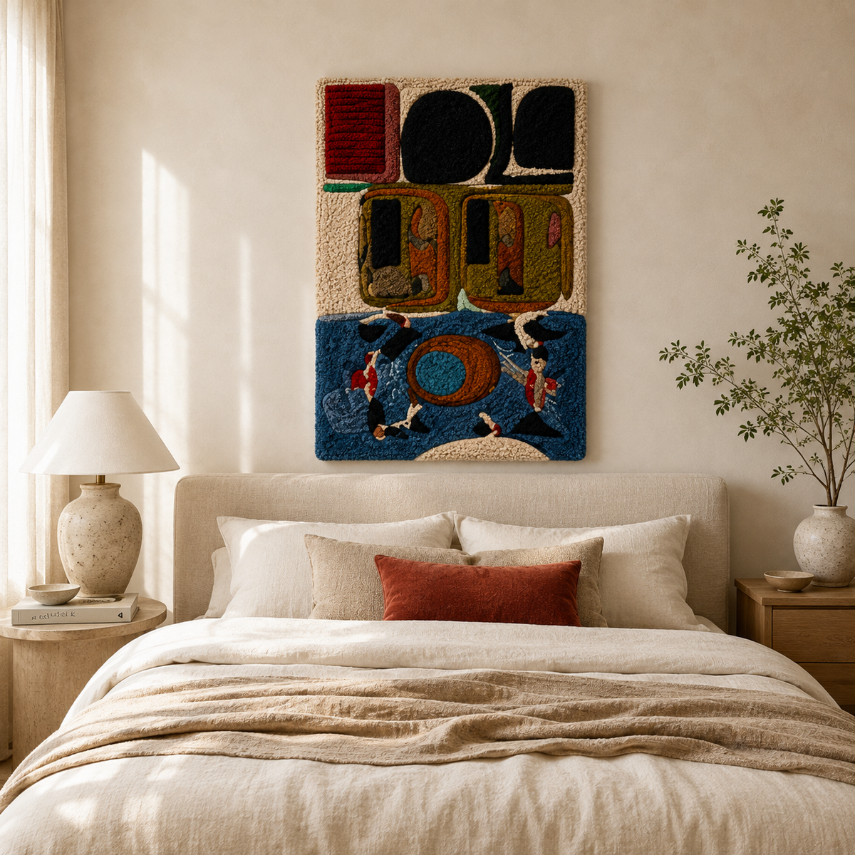 Blue Courtyard wall art by Hewn Earth featuring a serene courtyard scene with blue tones and intricate design elements.