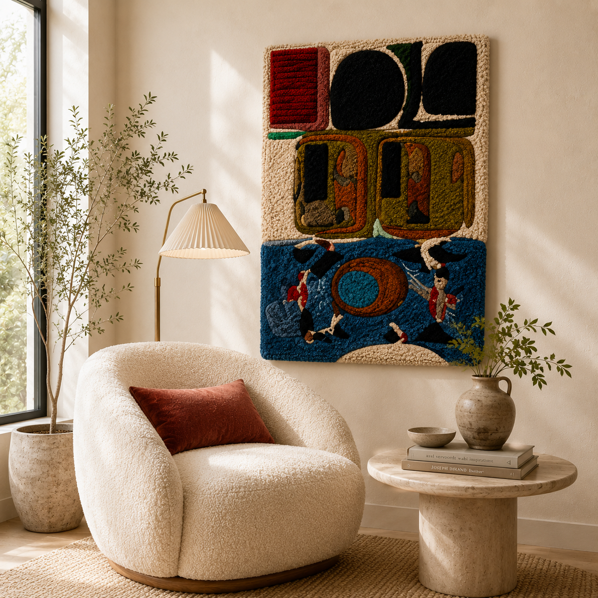 Blue Courtyard wall art by Hewn Earth featuring abstract blue and green tones with textured design.