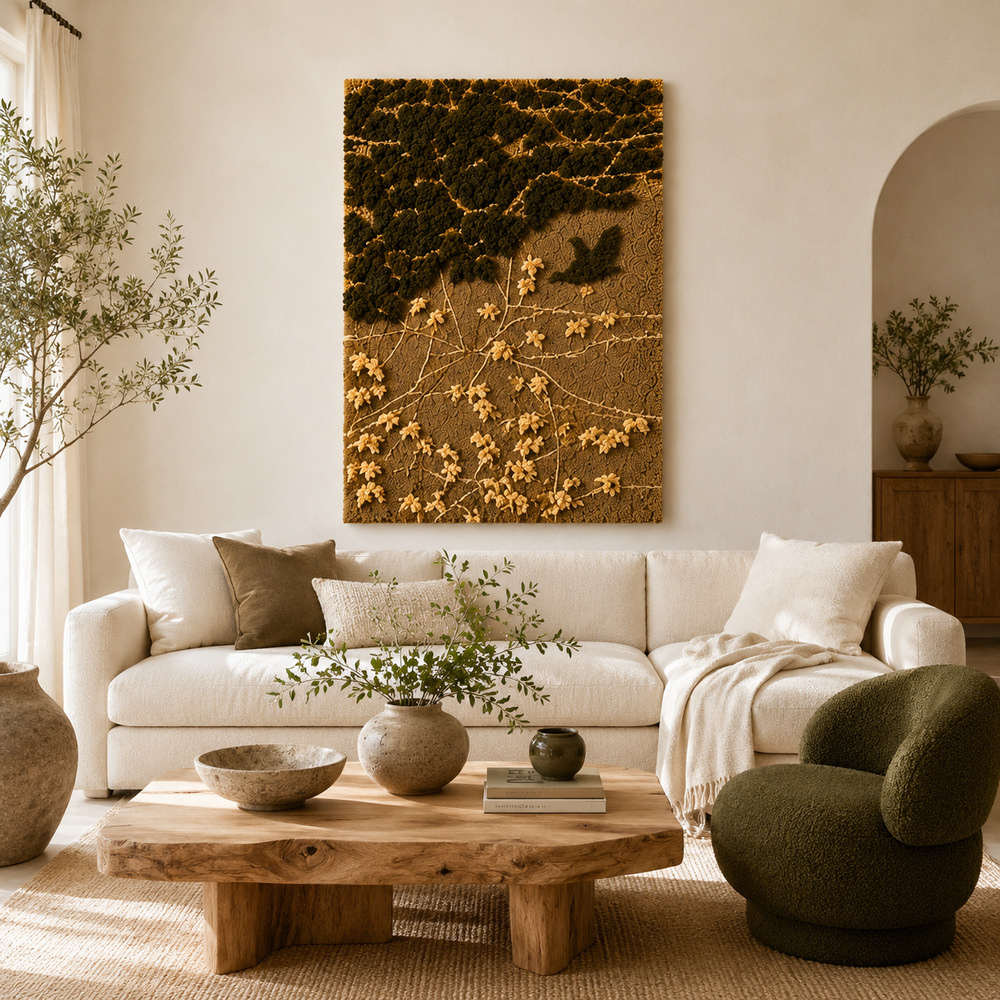 Hewn Earth Gilded Canopy wall art featuring a detailed gilded canopy design on a neutral background.