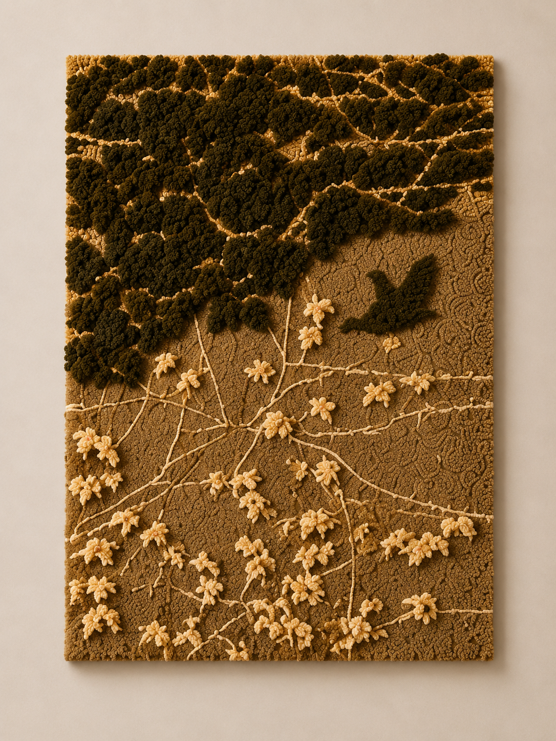 Gilded Canopy wall art by Hewn Earth featuring a detailed, illuminated canopy design in a natural light setting.