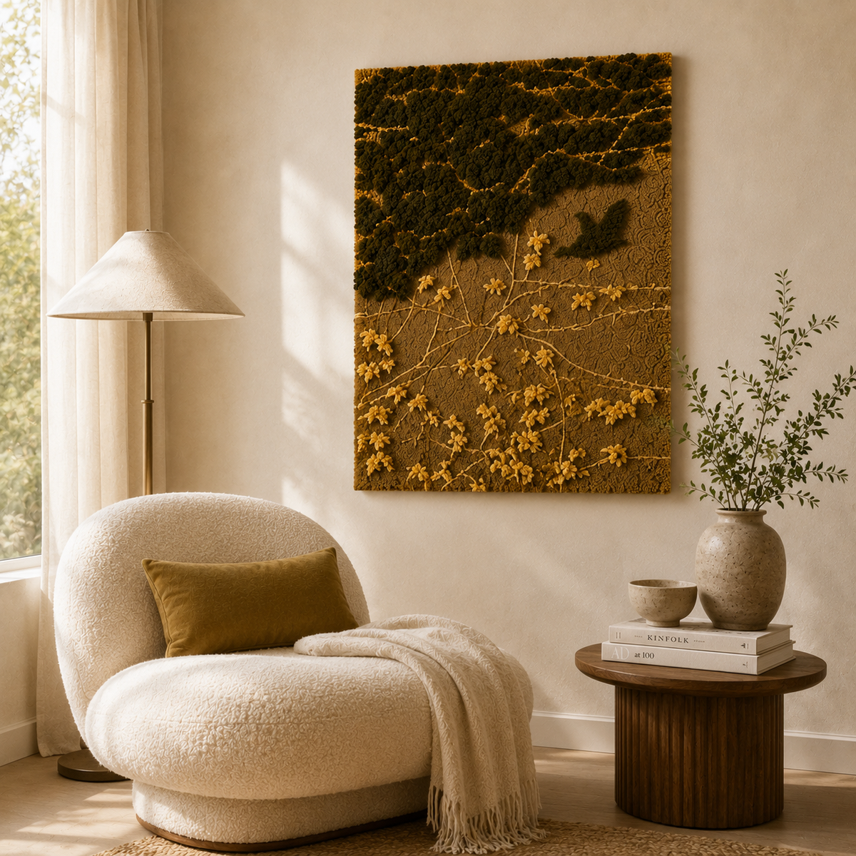 Gilded Canopy wall art by Hewn Earth featuring intricate gold-toned canopy design on a neutral background