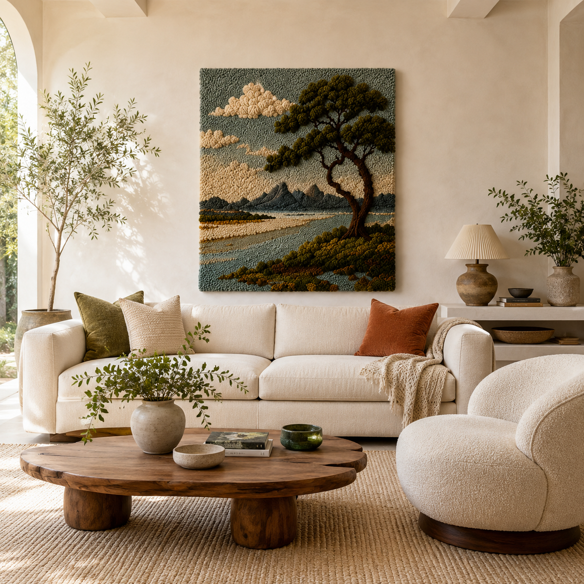 Distant Pine wall art by Hewn Earth featuring a serene pine tree landscape, perfect for nature-inspired home decor.