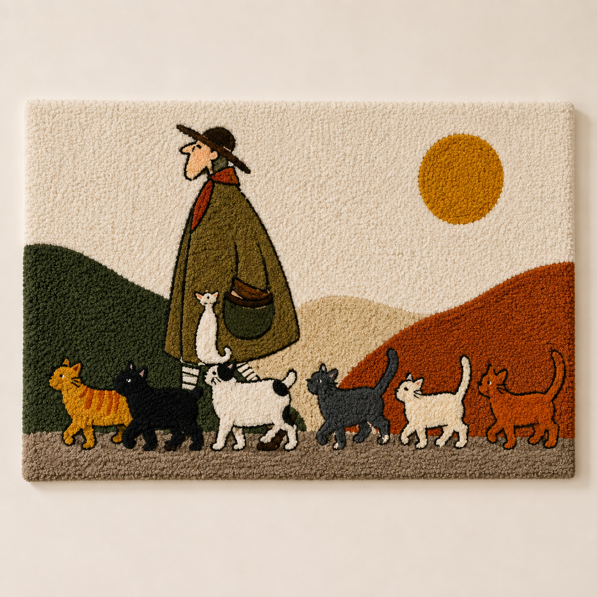 Sunlit Dog Parade wall art by Hewn Earth featuring colorful, playful dog illustrations in a bright, cheerful scene.