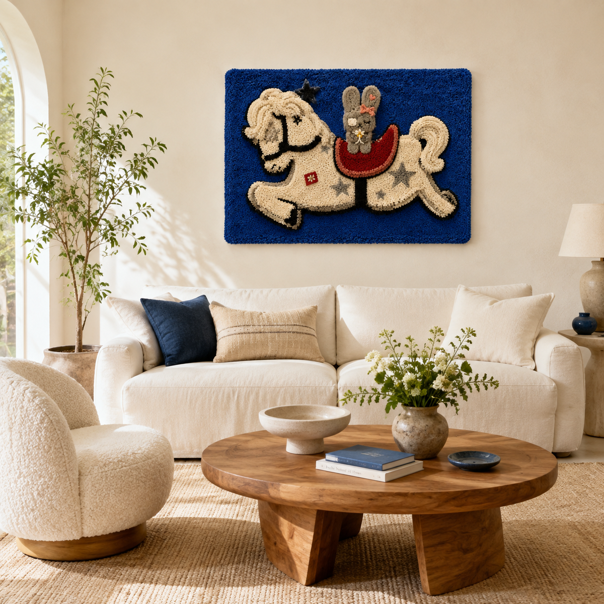 Hewn Earth Skybound Storyteller wall art featuring a detailed, nature-inspired design displayed on a room wall.