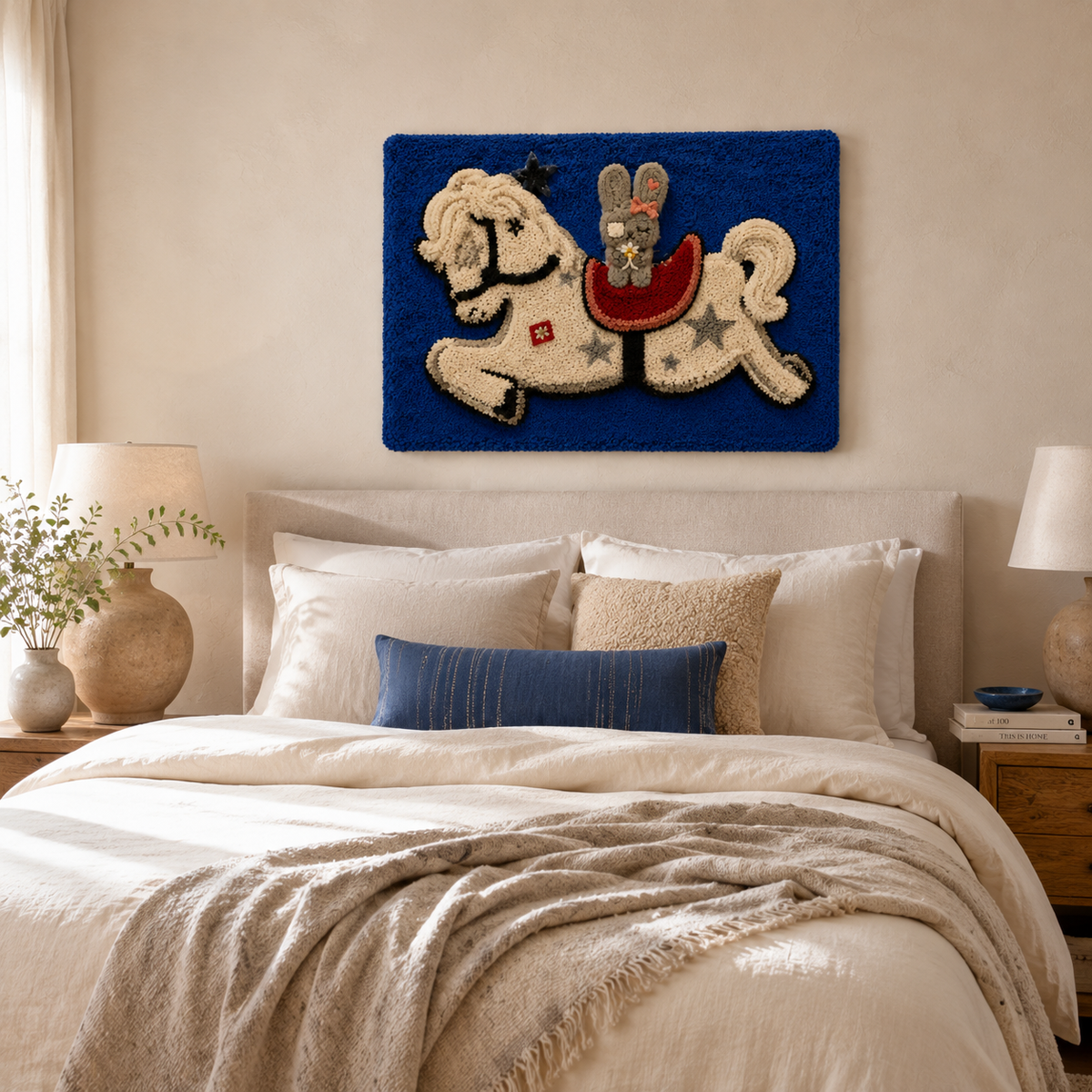 Hewn Earth Skybound Storyteller wall art featuring a detailed, artistic illustration of a sky scene with clouds and stars.