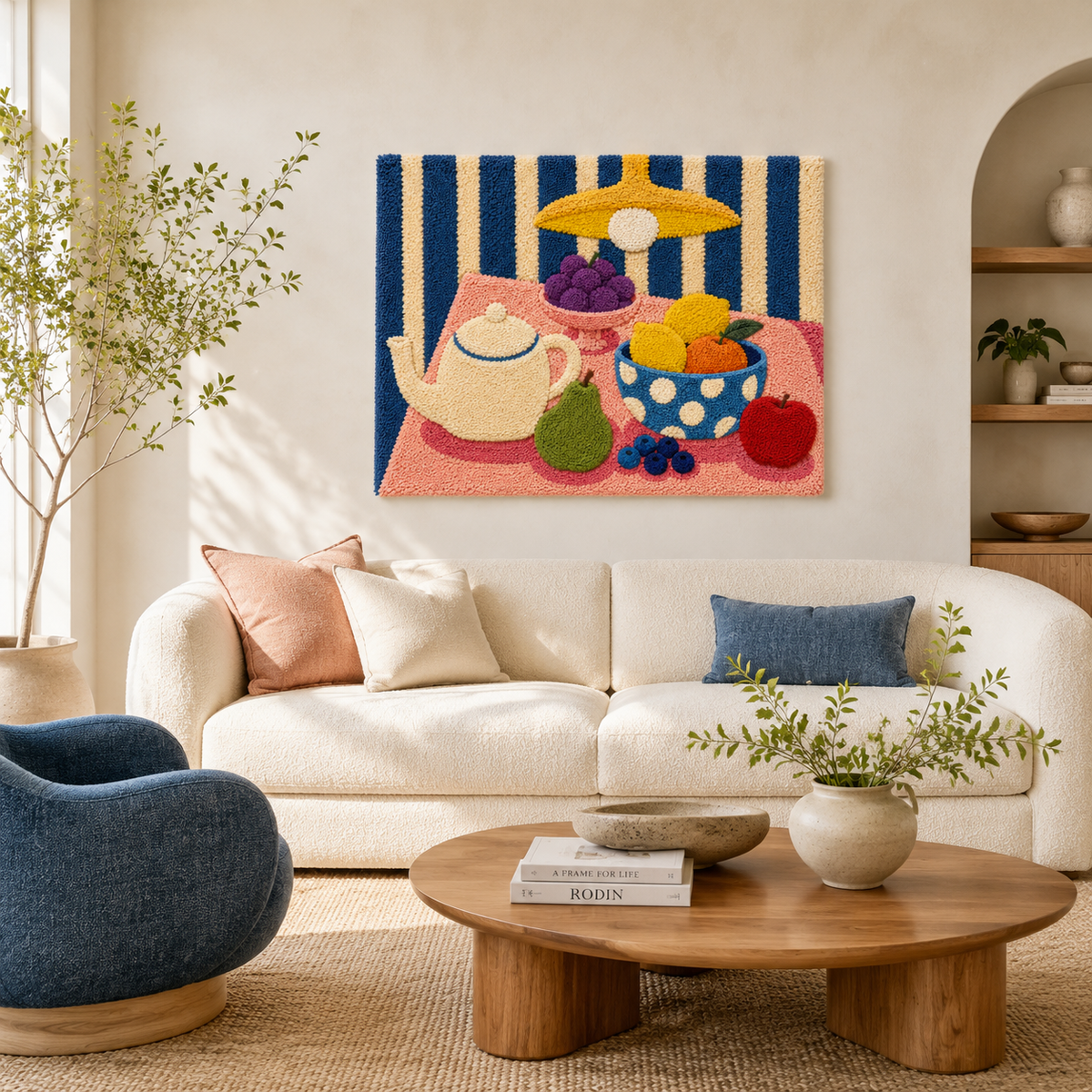 Hewn Earth Citrus Tea Mosaic wall art featuring vibrant citrus fruit designs on a decorative mosaic tile.
