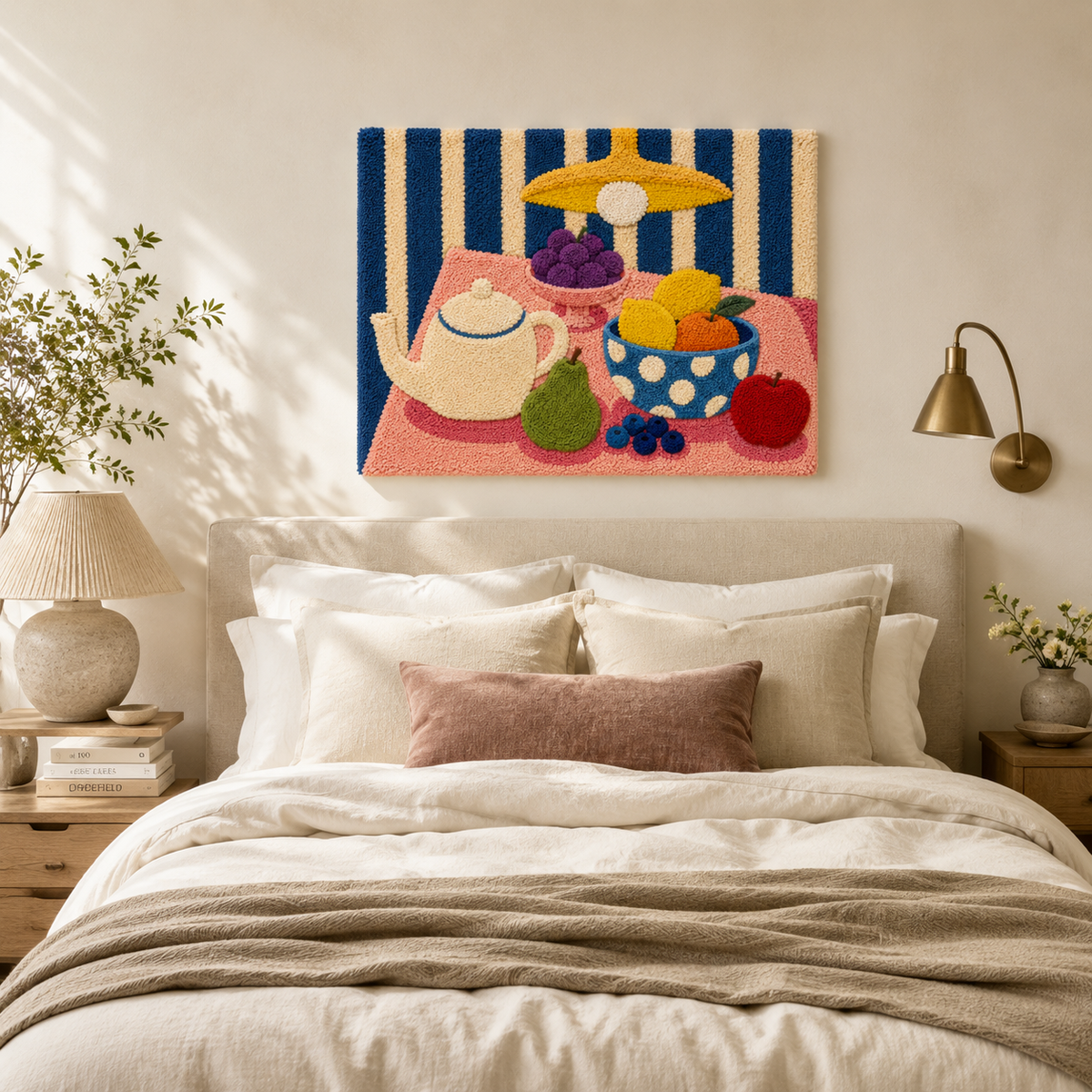 Hewn Earth Citrus Tea Mosaic wall art featuring vibrant citrus fruit patterns in a colorful, artistic ceramic tile design.