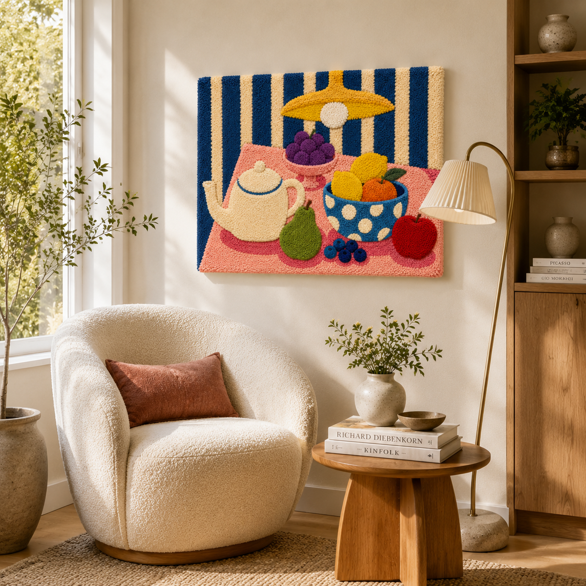 Hewn Earth Citrus Tea Mosaic wall art featuring vibrant citrus fruit patterns on a decorative tile design.