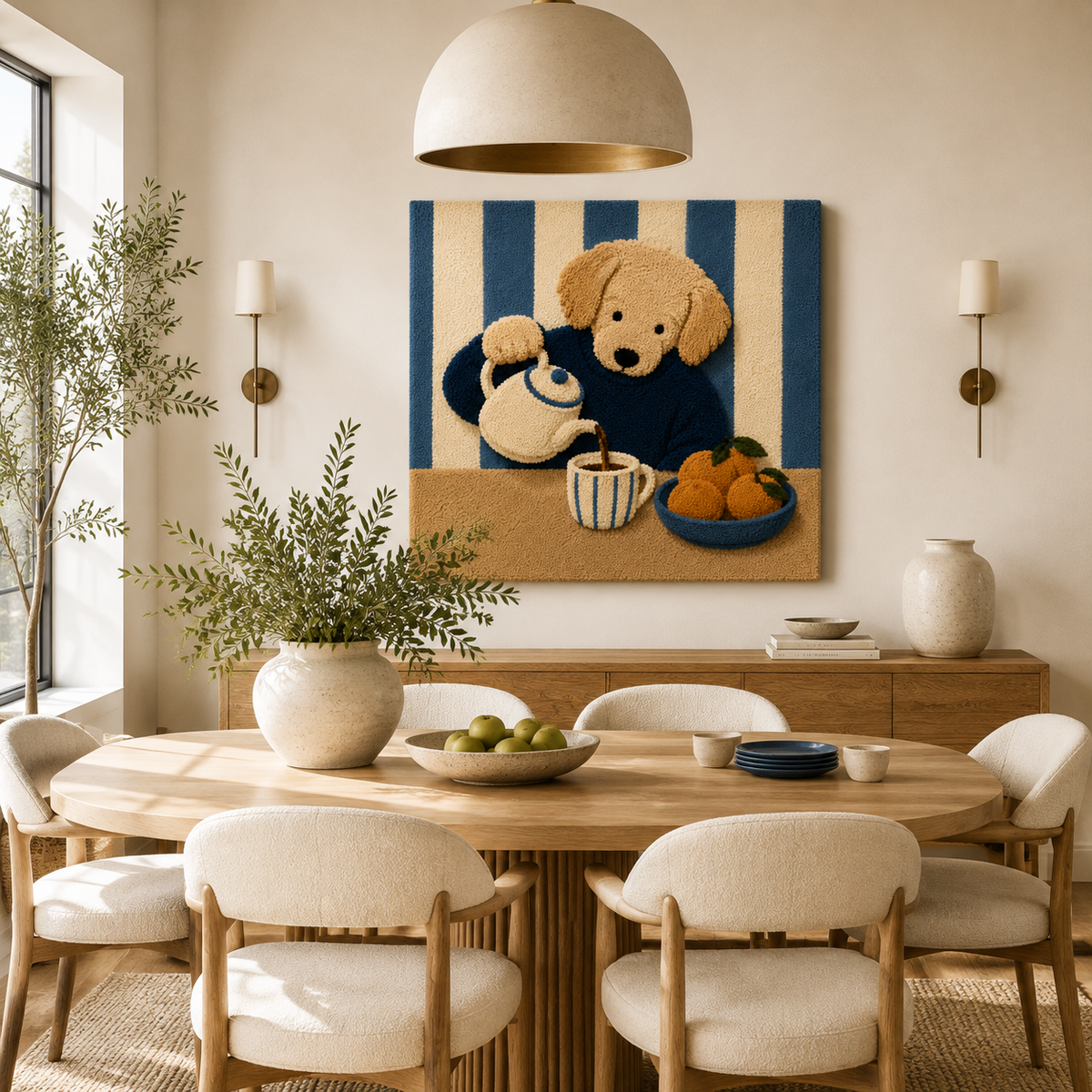 Blue stripe wall art by Hewn Earth featuring a modern, abstract design suitable for contemporary home decor.