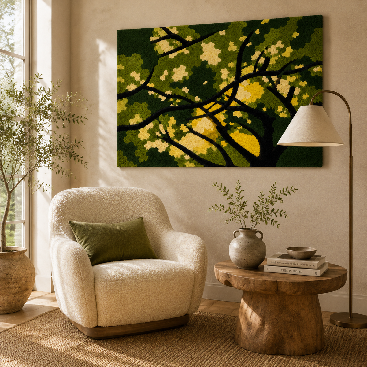 Hewn Earth Forest Canopy Lattice wall art featuring a natural forest canopy design on textured surface.