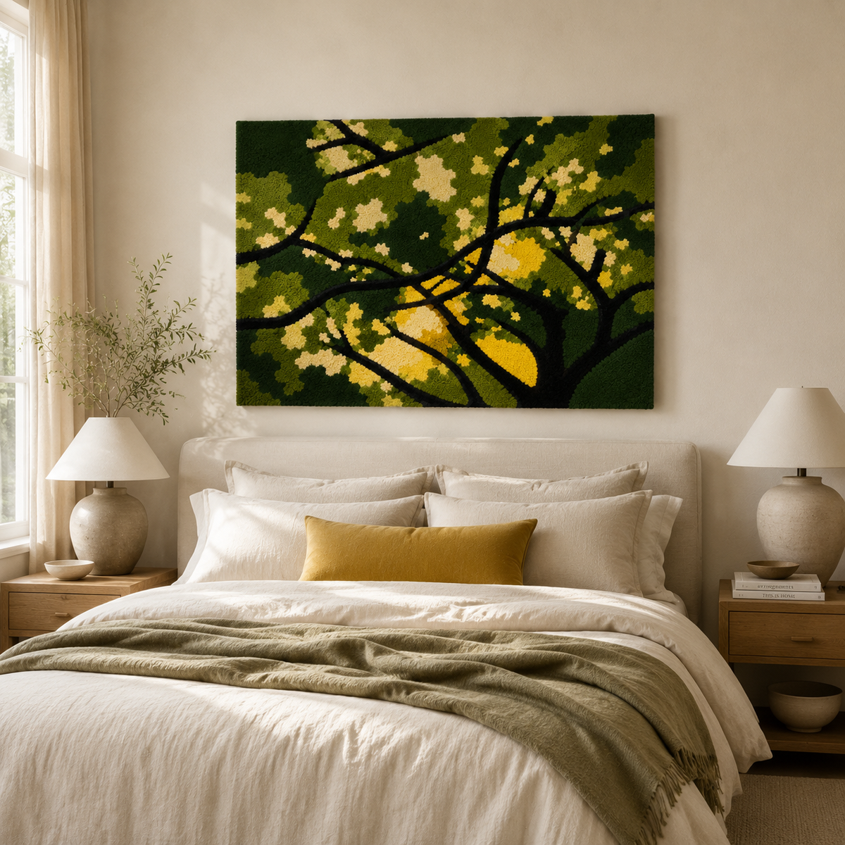 Hewn Earth Forest Canopy Lattice wall art featuring a detailed, natural woodland canopy design for interior decor.