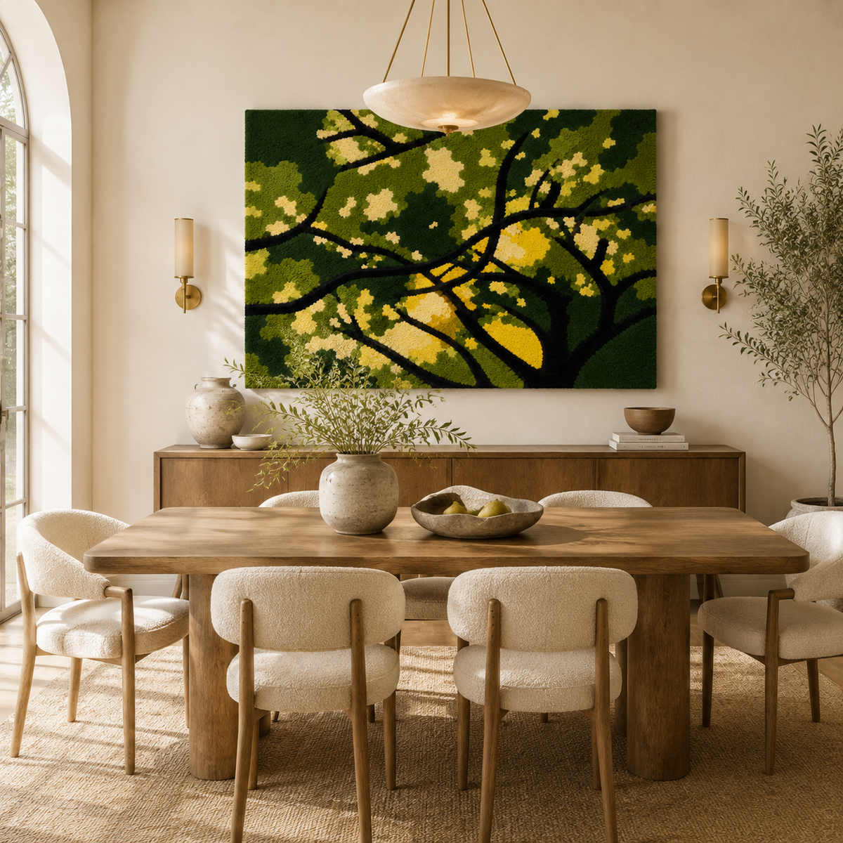 Hewn Earth Forest Canopy Lattice wall art featuring intricate wooden lattice design on a neutral background.