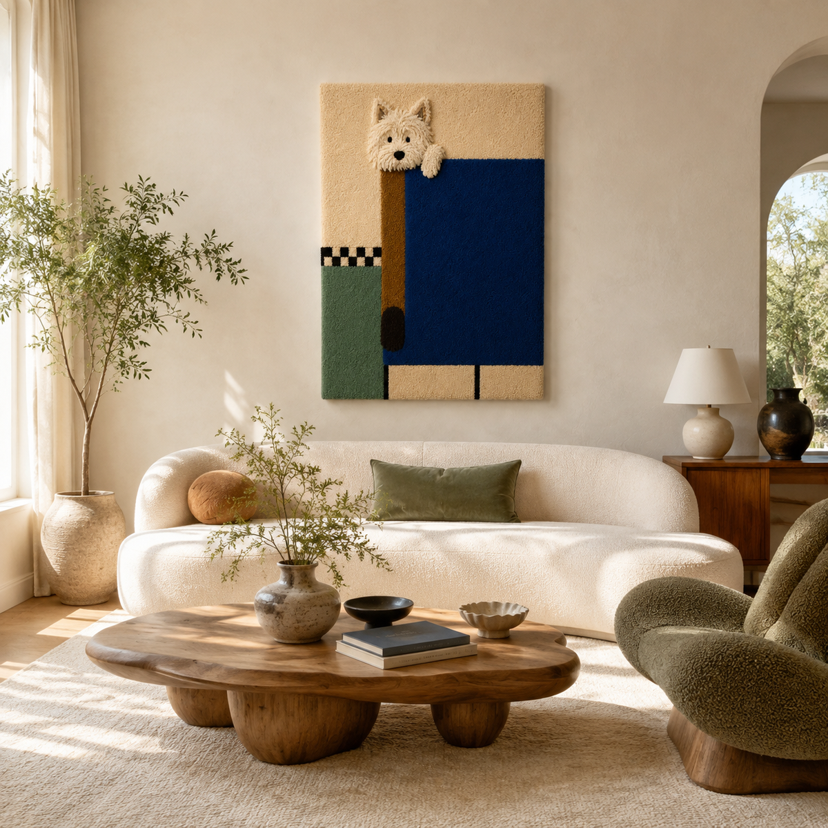 Blue Door Guardian wall art by Hewn Earth featuring a detailed blue door design on a wooden frame.