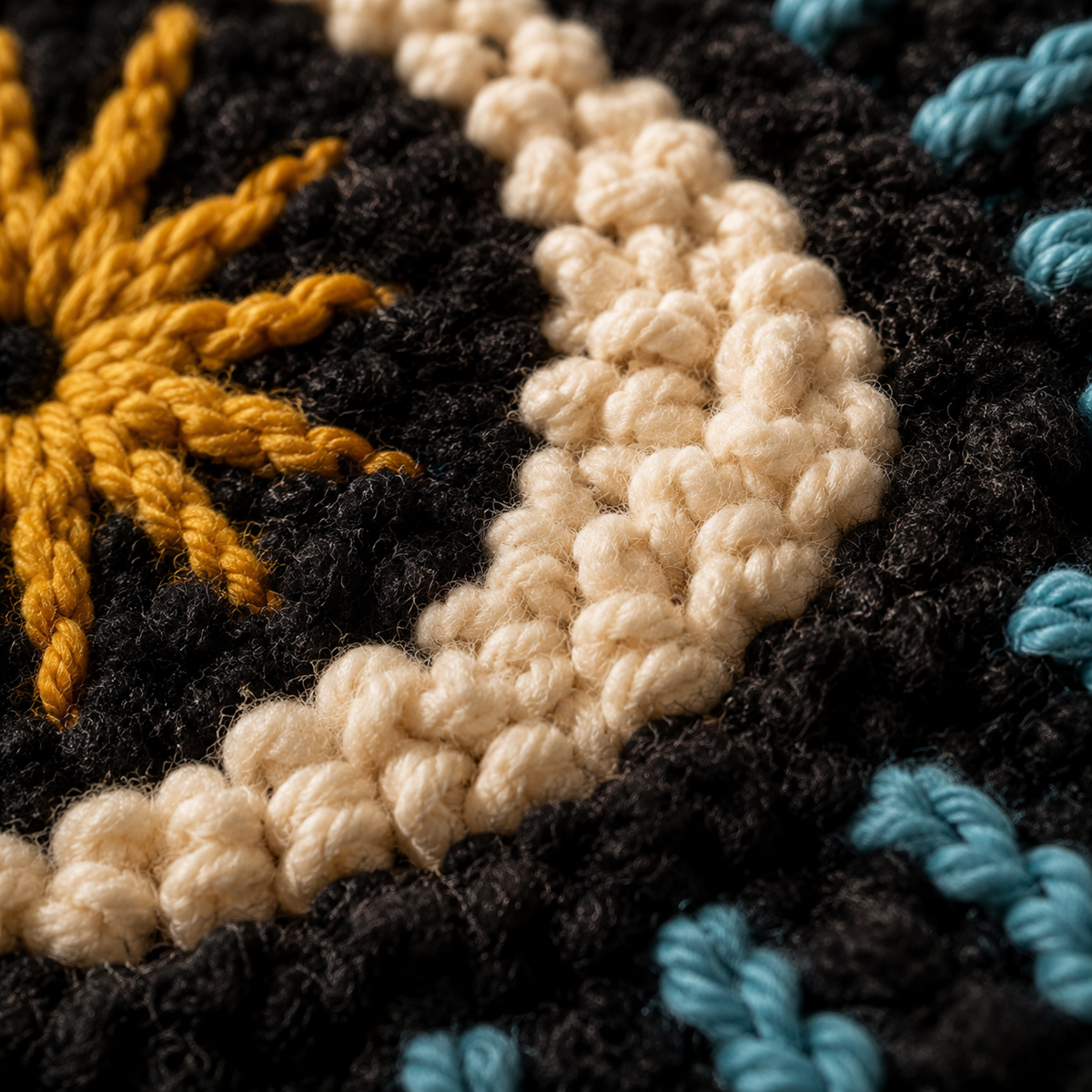 Detailed close-up of Hewn Earth Celestial Gaze wall art featuring cosmic-inspired celestial patterns and earthy tones.