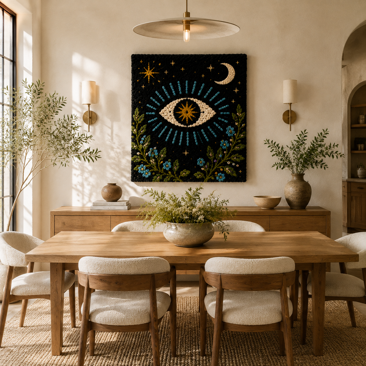 Hewn Earth Celestial Gaze wall art featuring a cosmic-inspired celestial design in vibrant, artistic style.
