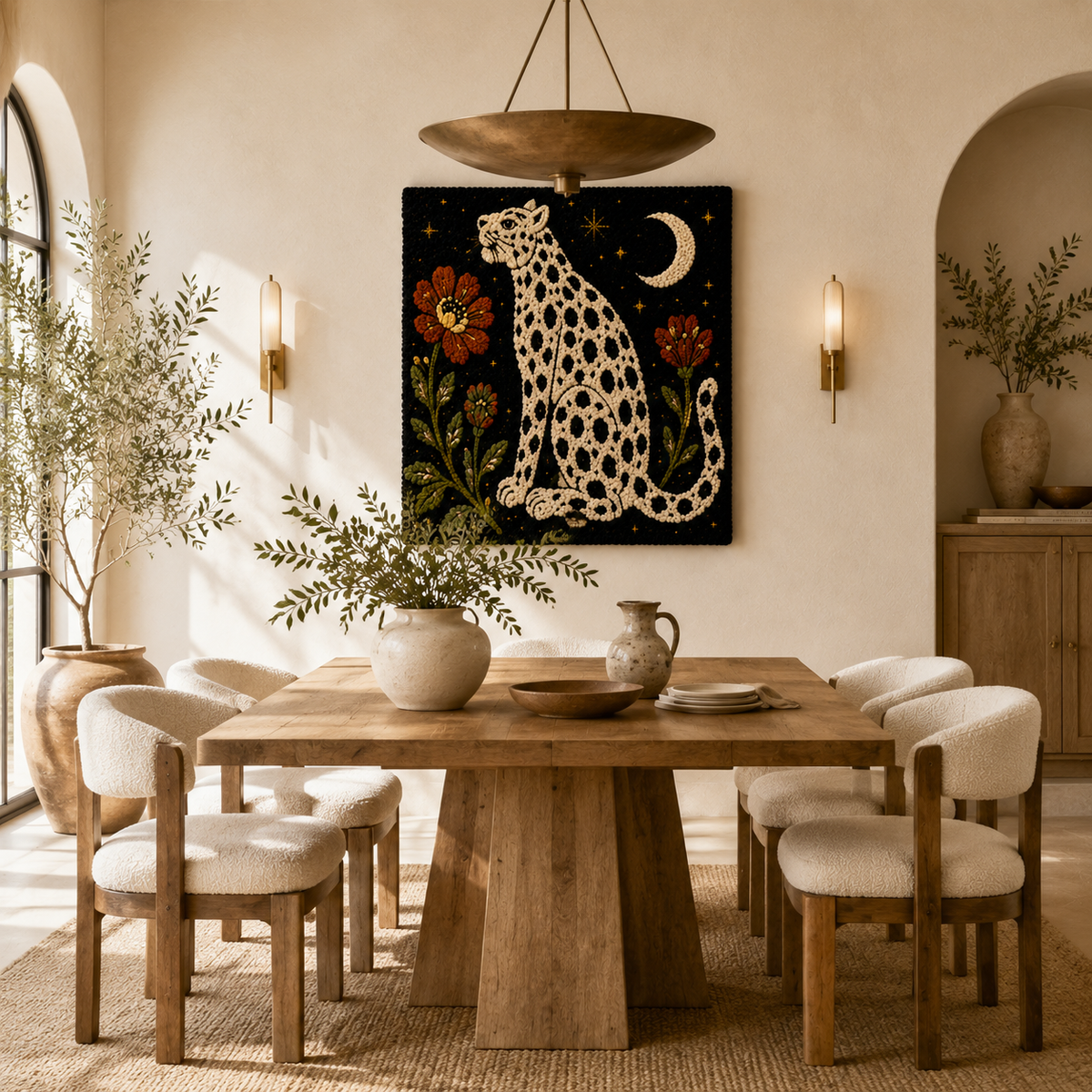 Leopard Garden Sentinel wall art by Hewn Earth featuring a detailed leopard illustration on a decorative garden wall piece.