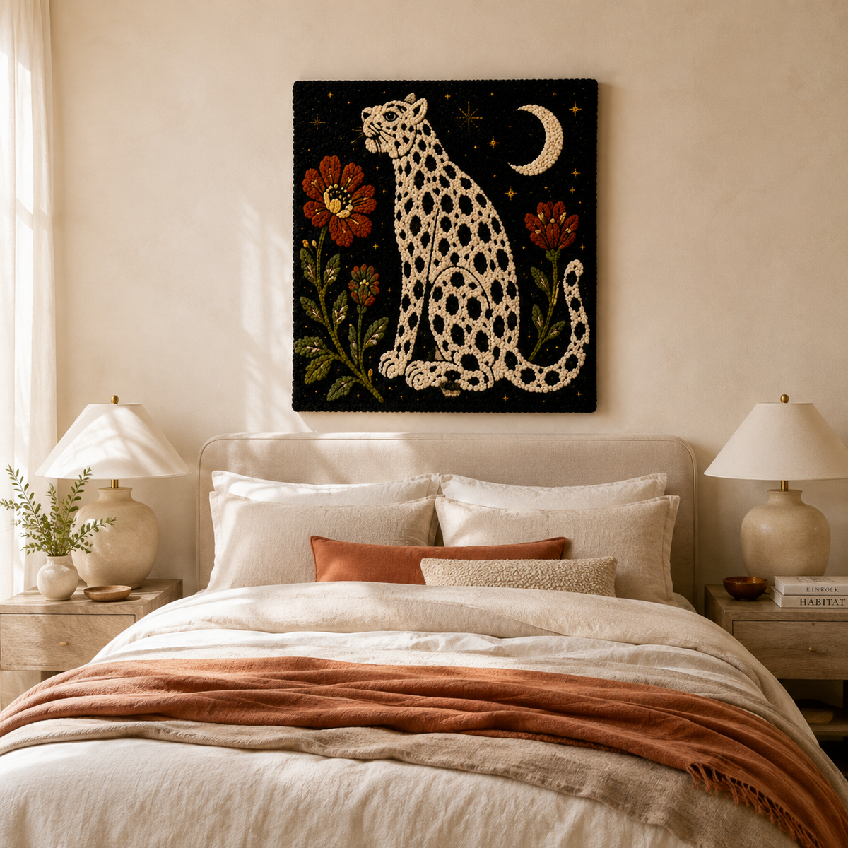 Leopard Garden Sentinel wall art by Hewn Earth featuring a detailed leopard design on a decorative wall panel
