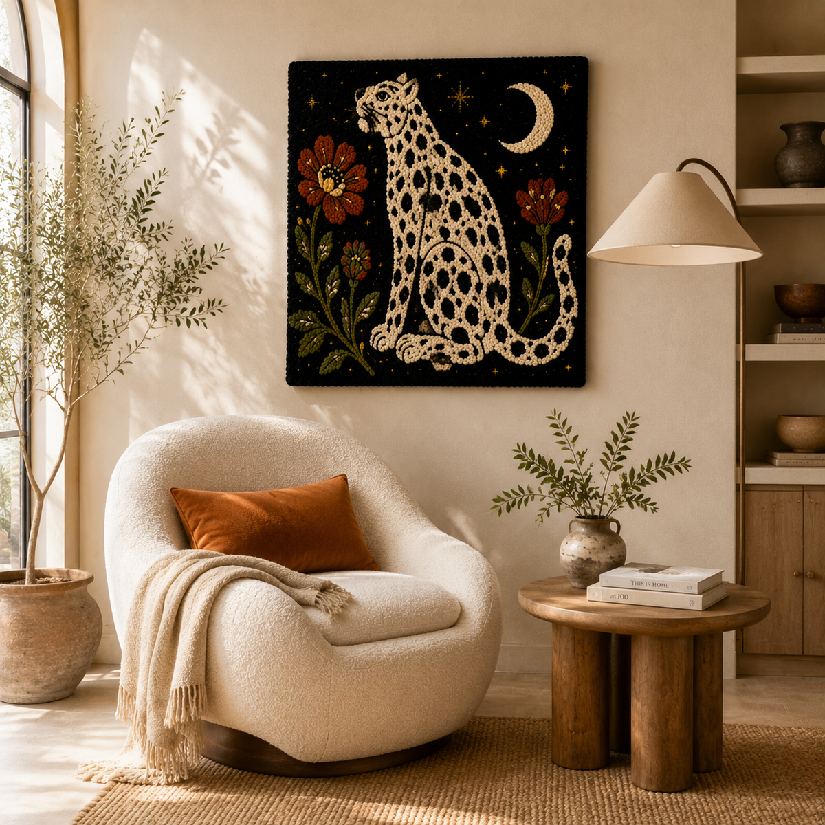 Leopard Garden Sentinel wall art by Hewn Earth featuring a detailed leopard design on a decorative garden wall piece.