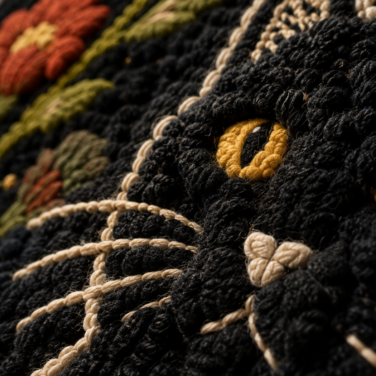 Marigold Night Cat wall art by Hewn Earth, featuring a detailed illustration of a feline against a vibrant background.