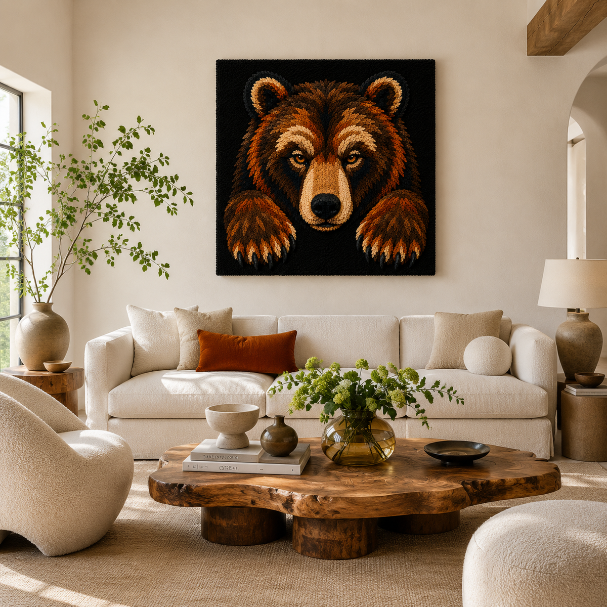 Hewn Earth Hearthside Bear Wall Art featuring a detailed illustration of a bear, perfect for rustic home decor.