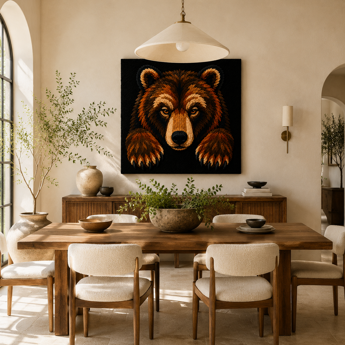 Hewn Earth Hearthside Bear Wall Art featuring a detailed illustration of a bear for rustic home decor.