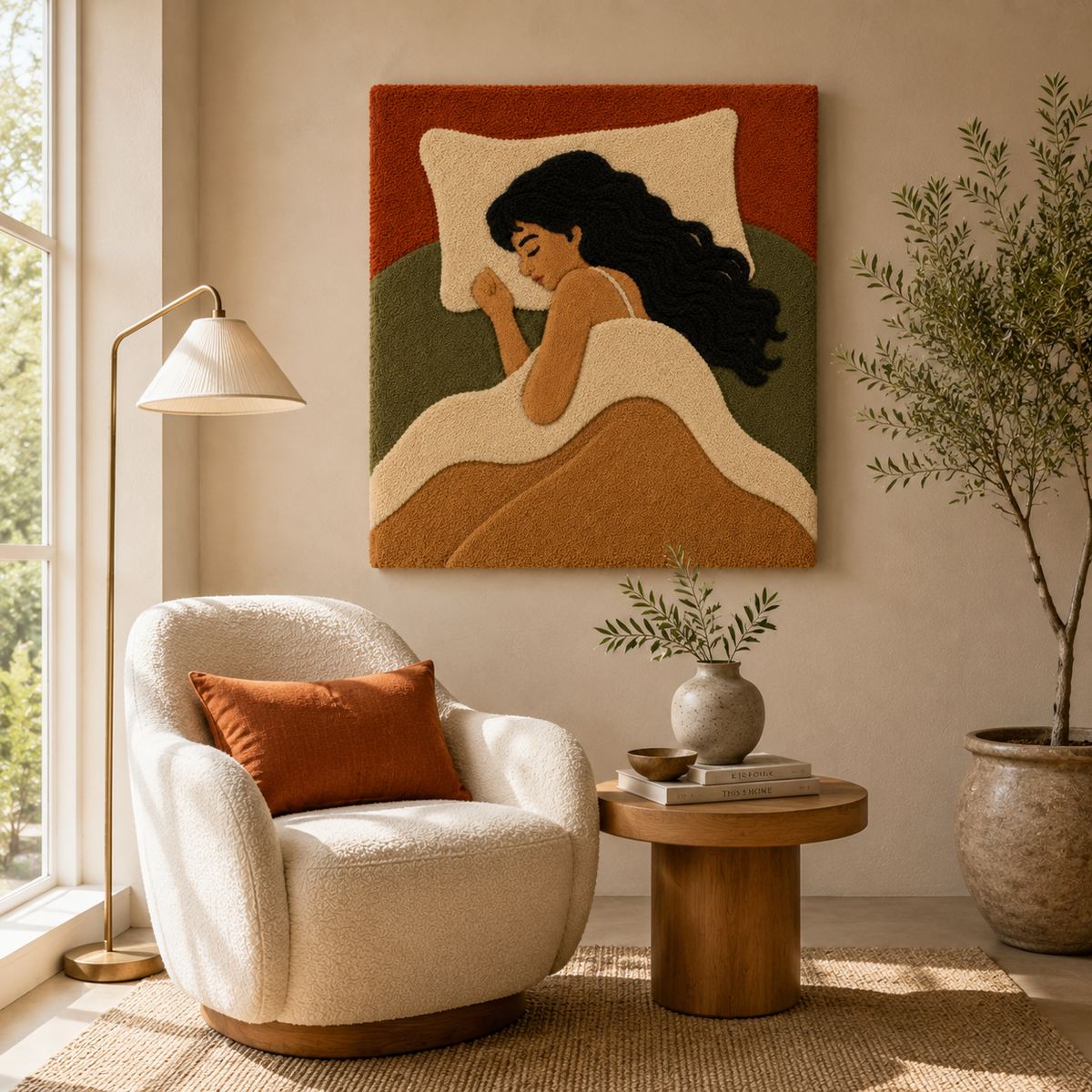 Reclining Terra Muse wall art by Hewn Earth featuring earthy tones and abstract design on canvas.