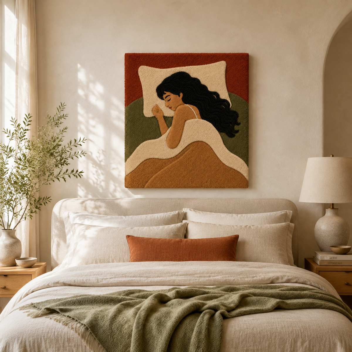 Reclining Terra Muse wall art by Hewn Earth featuring earthy tones and abstract design on canvas.