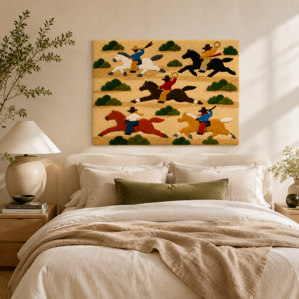 Colorful Joyful Field Runners wall art by Hewn Earth featuring vibrant abstract floral design on a white background.