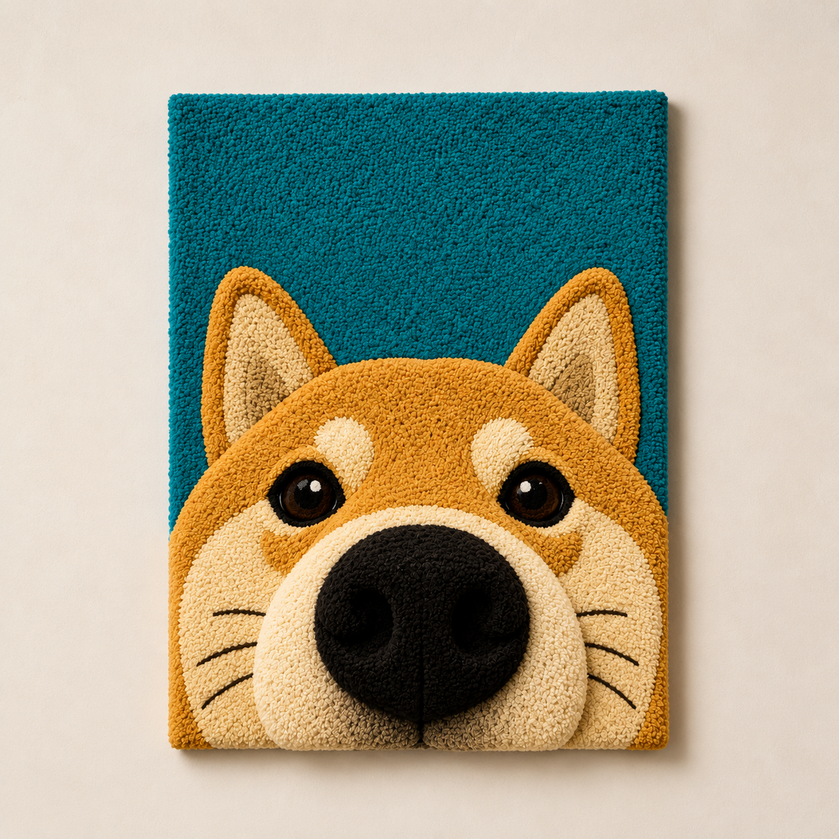 Teal Corgi wall art by Hewn Earth featuring a playful corgi illustration on a light background.