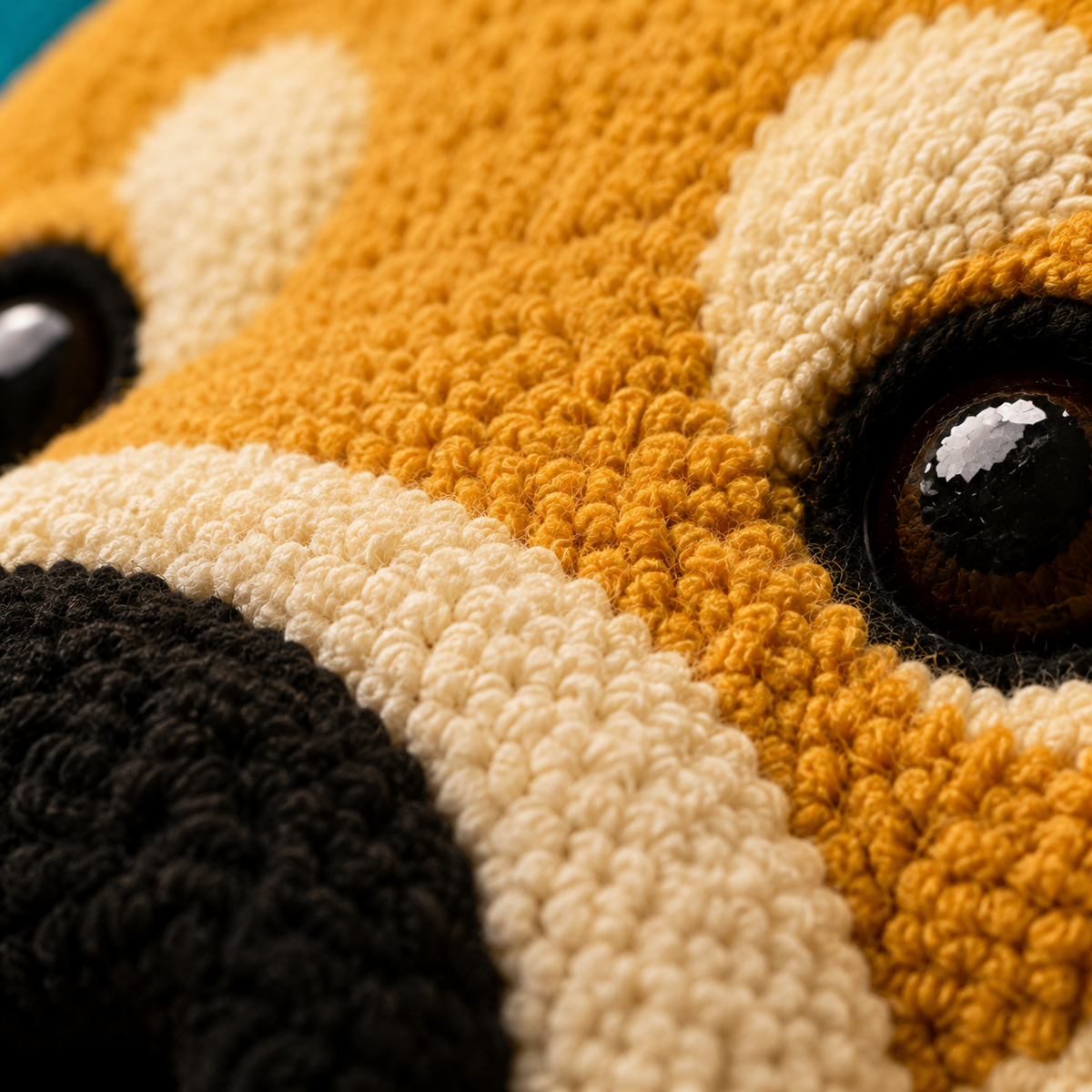 Close-up of Hewn Earth teal corgi wall art featuring a playful Corgi illustration with bold teal and white colors.