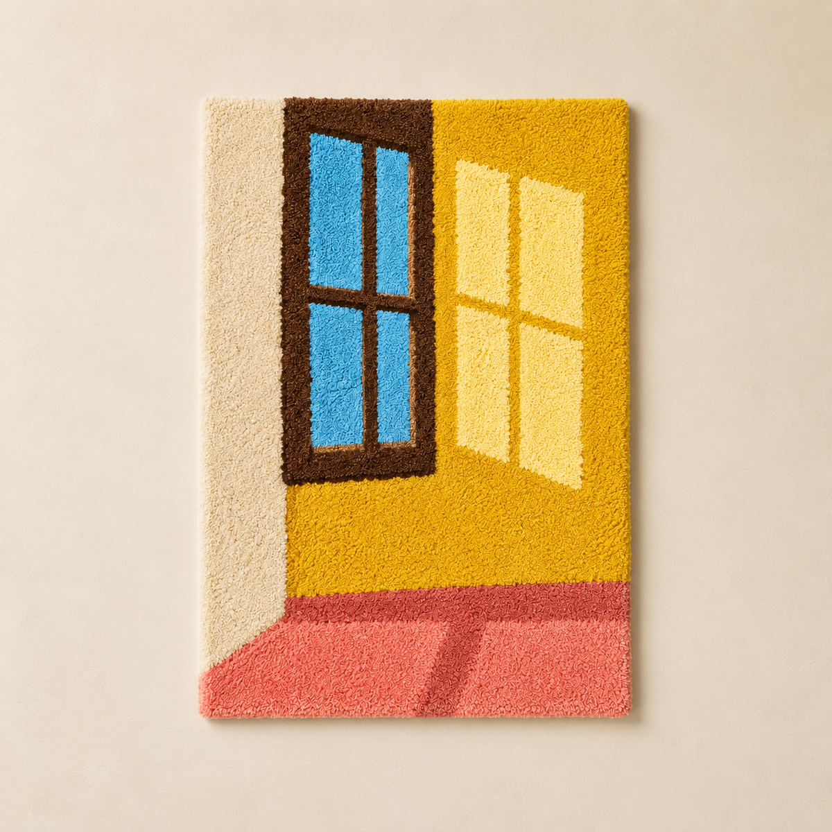 Hewn Earth Sunlit Window Geometry wall art featuring abstract geometric shapes and warm light tones for modern decor.