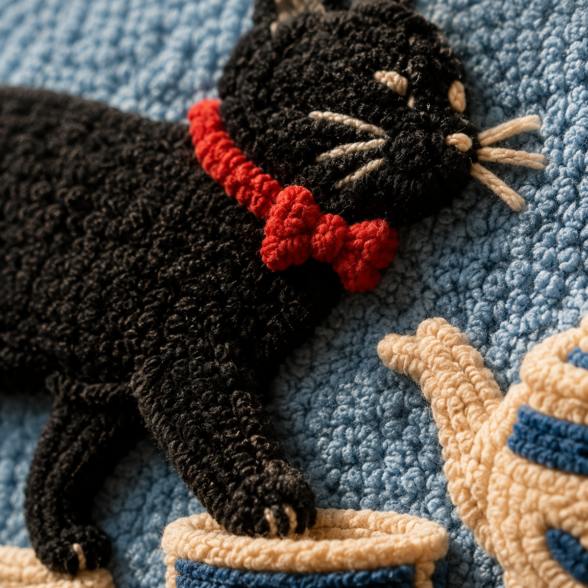 Wall art depicting a tea table cat design by Hewn Earth, featuring detailed, artistic illustration of a cat sitting at a tea table.
