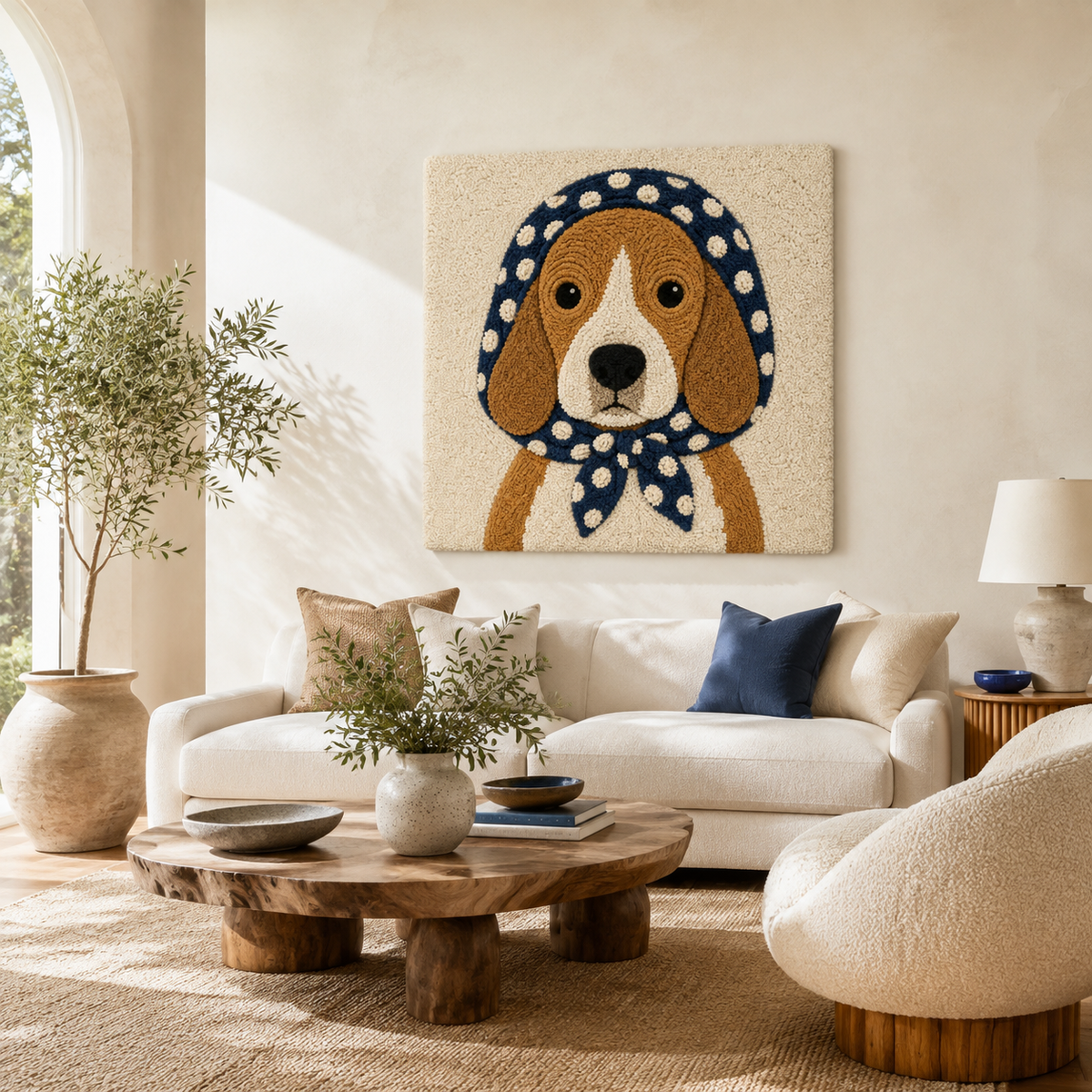Polka Dot Hound Hewn Earth wall art featuring a playful hound illustration with polka dots, ideal for modern home decor.