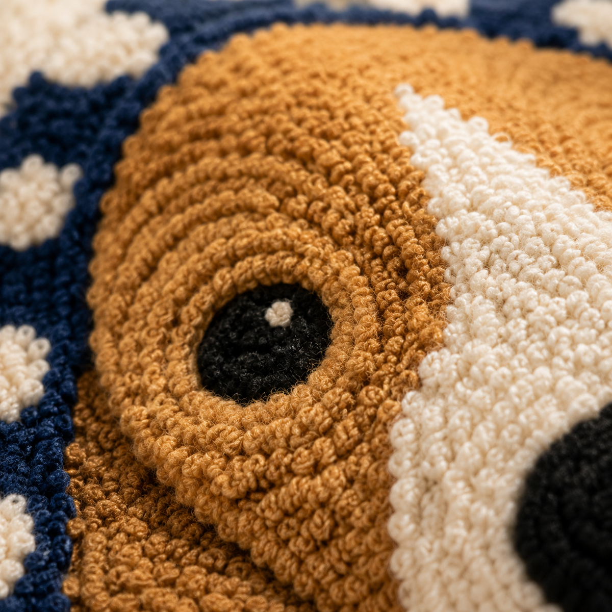 Close-up of Hewn Earth Polka Dot Hound wall art featuring a detailed polka dot design in a natural color palette.