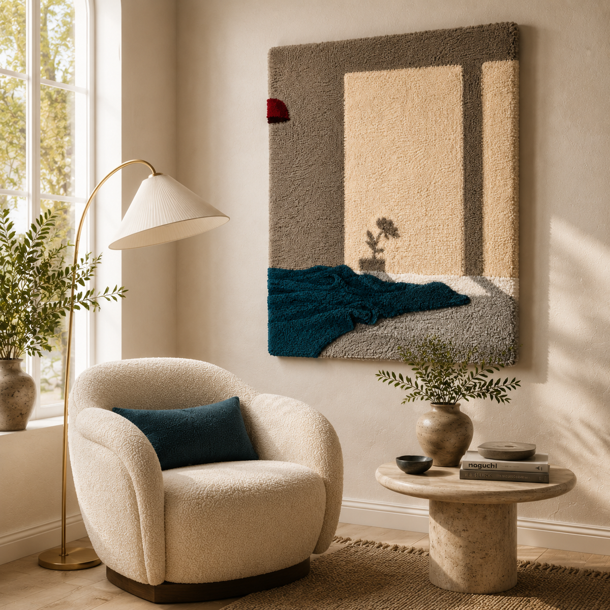 Hewn Earth Quiet Window Cat wall art featuring a serene cat silhouette in a tranquil window scene.