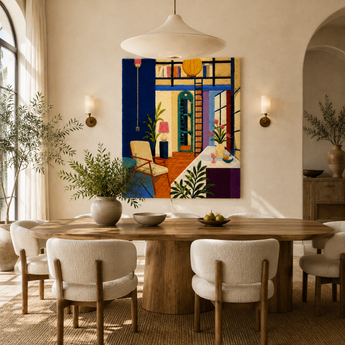 Colorblock window wall art by Hewn Earth featuring vibrant geometric shapes on a white background.