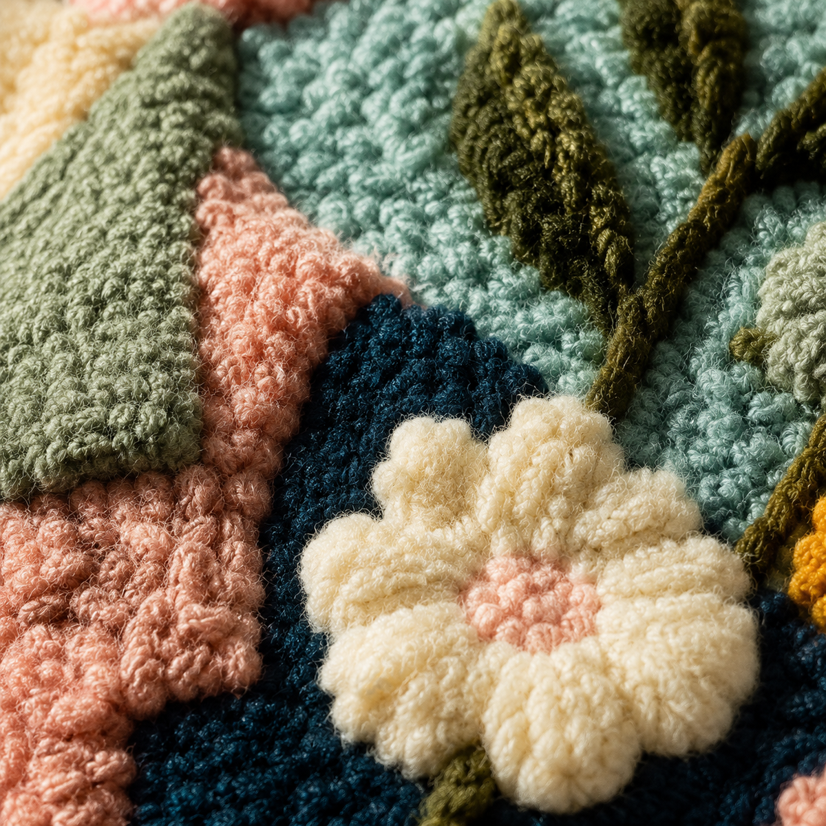 Close-up of Hewn Earth Garden Portrait in Teal wall art showing vibrant teal hues and detailed botanical design.