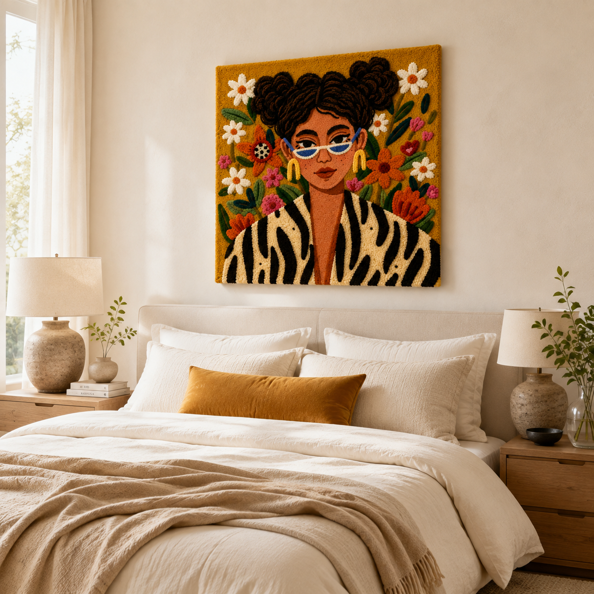 Zebra Garden Muse wall art by Hewn Earth featuring a detailed zebra illustration on a textured background.
