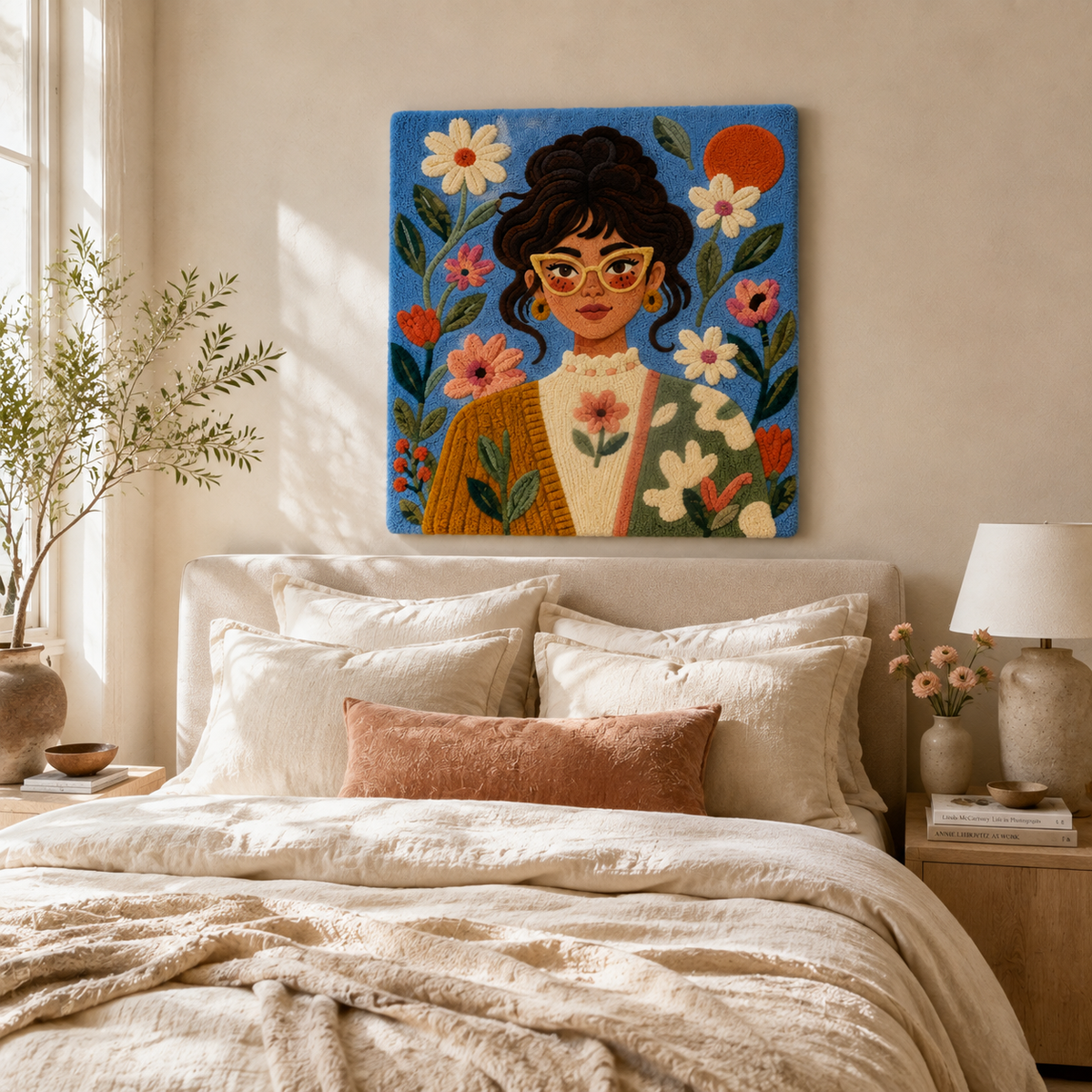 Sky blue garden-themed wall art by Hewn Earth featuring a serene, artistic design ideal for enhancing outdoor or indoor spaces.