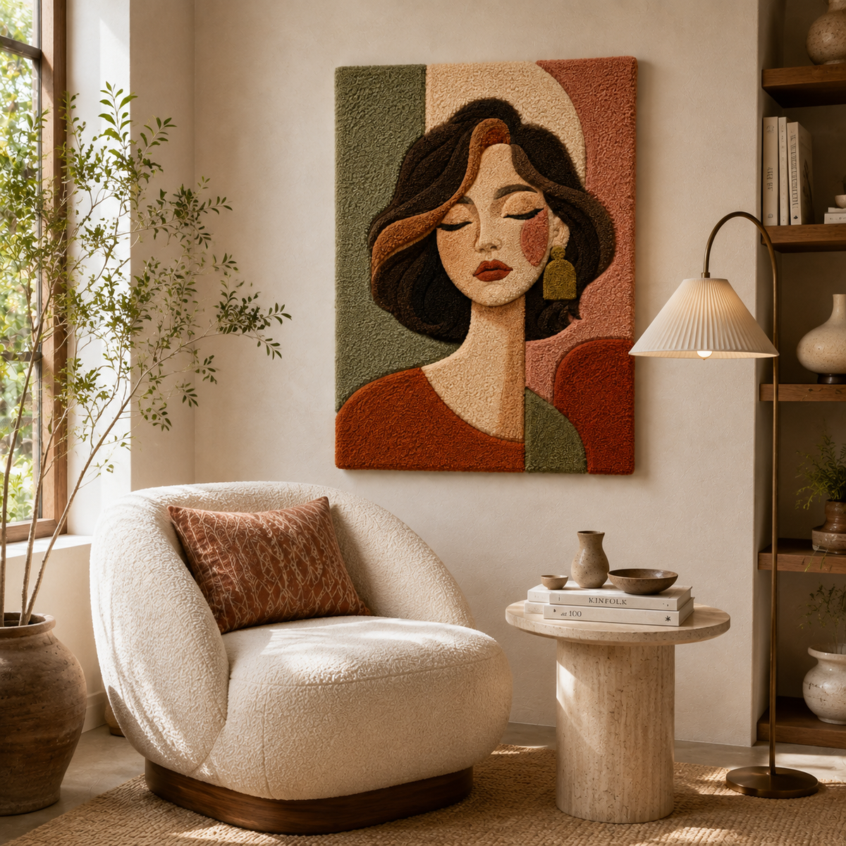 Terracotta Hewn Earth wall art featuring abstract textured design on a neutral background for home decor.